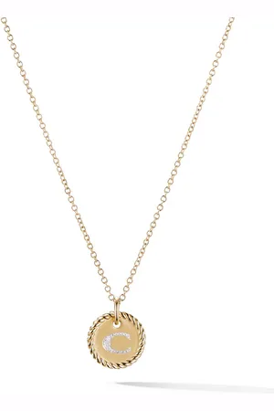 David Yurman Collana C Initial Charm in giallo 18kt con diamanti