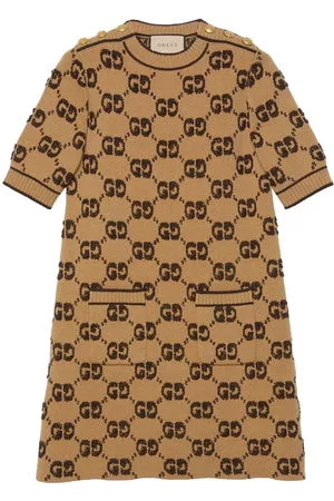 Gucci Donna Vestiti in maglia - Abito con effetto jacquard - Marrone
