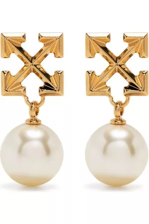 OFF-WHITE Donna Orecchini di perle - Orecchini Arrows con perla - Oro