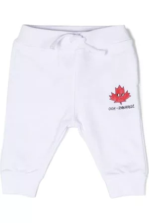 Dsquared2 Pantaloni sportivi - Pantaloni sportivi con motivo foglie - Bianco