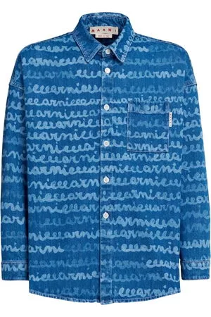 Marni Uomo Camicie denim - Camicia denim con stampa - Blu