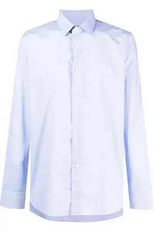 CANALI Uomo Camicie - Checked long-sleeved shirt - Blu