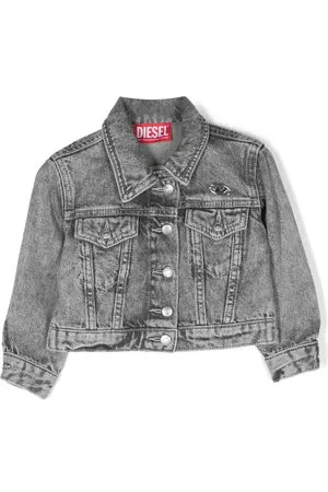 Diesel Giacche bomber - Giacca denim con placca logo - Grigio
