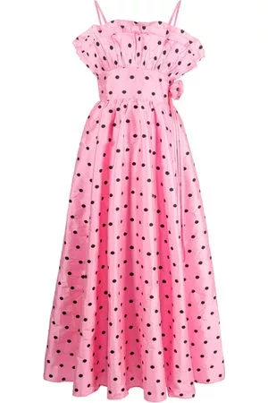 BATSHEVA Donna Vestiti lunghi - Abito lungo a pois - Rosa