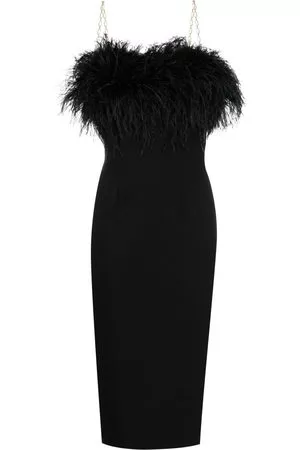 NISSA Donna Vestiti midi - Abito midi con piume - Nero
