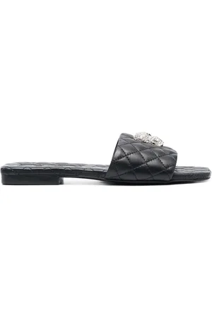 Philipp Plein Sandali slides matelassé con cristalli