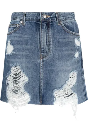 GOEN.J Gonna denim con effetto vissuto
