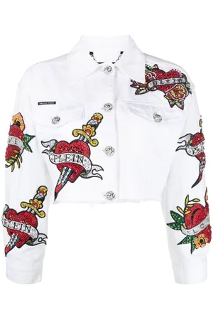 Philipp Plein Giacca Love denim crop