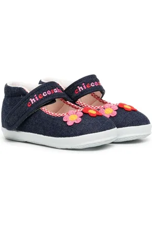 Miki House Shorts denim con ricamo a fiori