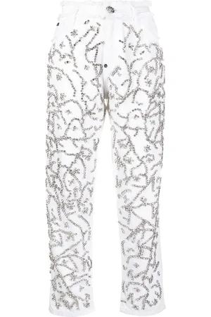 Philipp Plein Jeans mom con cristalli