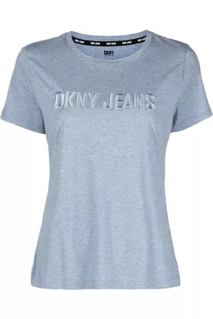 DKNY Donna T-shirt - T-shirt con logo goffrato - Blu