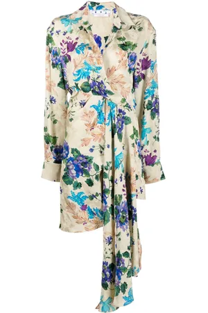 OFF-WHITE Chemisier asimmetrico con stampa a fiori