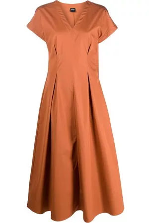 Aspesi Donna vestiti plissettati lunghi - Abito lungo a maniche corte plissettato - Arancione