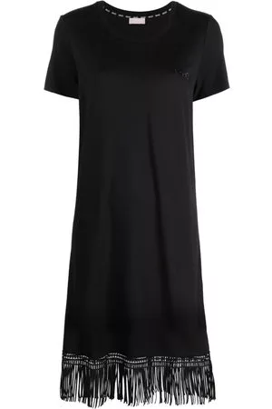 Liu Jo Donna Vestiti con frange - Abito modello T-shirt con frange - Nero