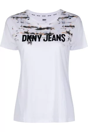 DKNY Donna T-shirt - T-shirt con fantasia tie-dye - Bianco