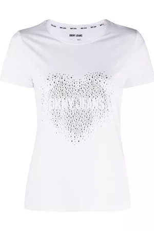 DKNY Donna T-shirt - T-shirt girocollo con logo - Bianco
