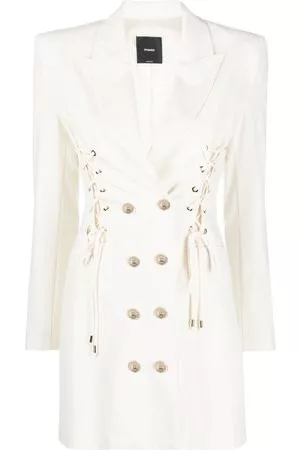 Pinko Donna Vestito blazer doppiopetto - Abito modello blazer con lacci - Bianco