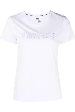 DKNY Donna T-shirt - T-shirt con logo goffrato - Bianco