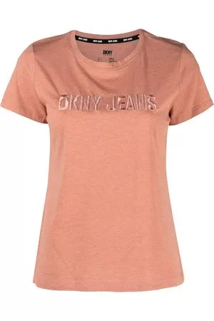 DKNY Donna T-shirt - T-shirt con logo goffrato - Rosa
