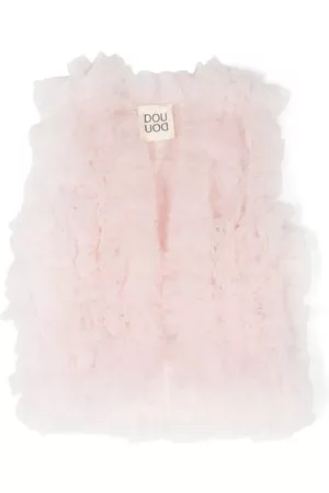 DOUUOD KIDS Bambina Tuniche - Top smanicato con inserti in tulle - Rosa