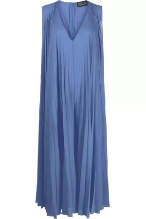 GIANLUCA CAPANNOLO Donna vestiti plissettati lunghi - Abito smanicato lungo plissettato - Blu