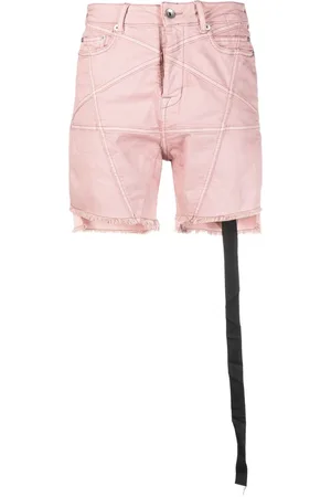 Rick Owens Shorts denim con orlo a taglio vivo