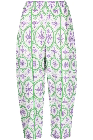CHARO RUIZ IBIZA Pantaloni crop Lyre con ricamo