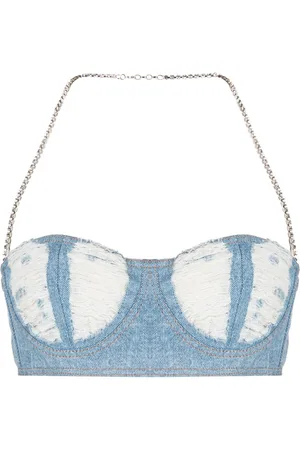 GCDS Top corto denim a coste