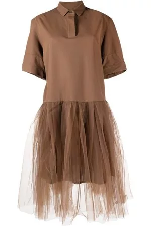 JNBY Donna Vestiti in tulle - Abito a maniche corte con tulle - Marrone