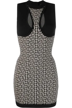 Balmain Abito corto con monogramma jacquard