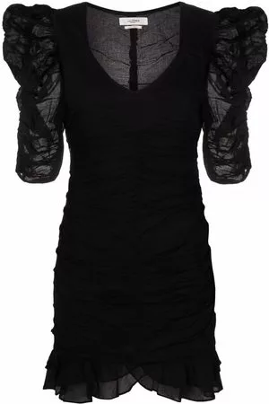 Marant Etoile Donna Vestiti sexy - Abito corto Sireny con maniche a palloncino - Nero