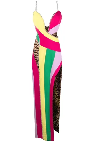 Philipp Plein Abito lungo con design patchwork arcobaleno