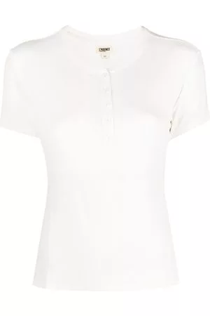 L'Agence Donna T-shirt - T-shirt girocollo con bottoni - Bianco