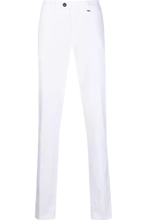CANALI Uomo Pantaloni chinos - Pantaloni slim a vita alta - Bianco