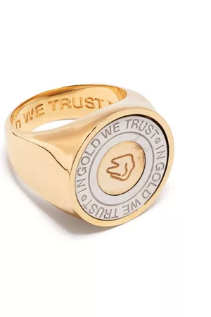 In Gold We Trust Uomo Anelli - Anello a sigillo con logo inciso - Oro