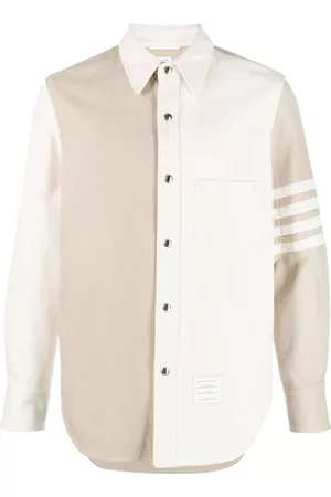 Thom Browne Uomo Camicie denim - Camicia denim con design patchwork - Toni neutri
