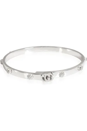 Gucci Bracciale rigido in oro bianco 18kt con diamanti