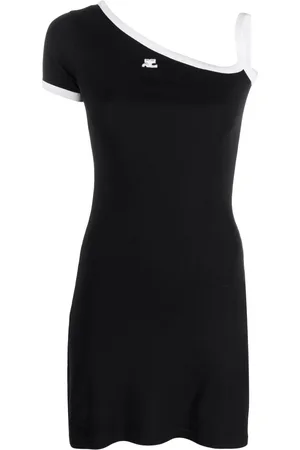 Courrèges Abito corto asimmetrico con ricamo