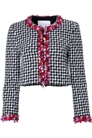 Carolina Herrera Donna Giacche in tweed - Giacca con strass - Nero