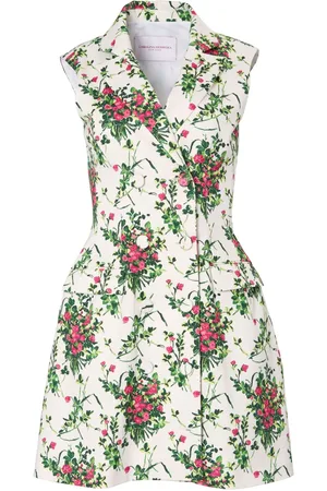 Carolina Herrera Abito a fiori con revers a lancia