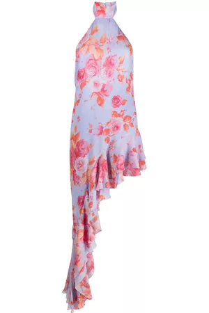 The Andamane Donna Vestiti asimmetrici - Abito asimmetrico a fiori - Blu