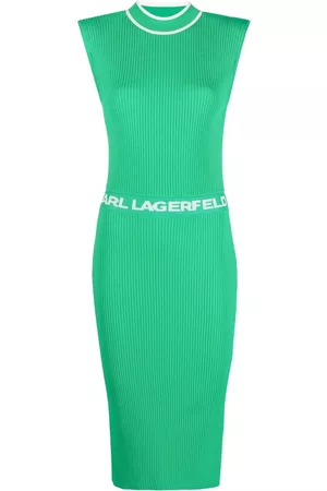Karl Lagerfeld Donna Vestiti in maglia - Abito con logo - Verde