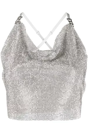 Poster Girl Donna Tank top - Top Bambi con strass crop - Blu