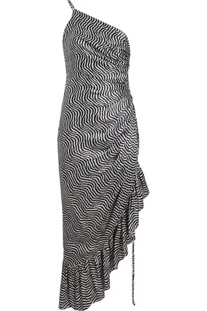 Cinq A Sept Donna Vestiti monospalla - Abito Soliel monospalla con ruches - Nero