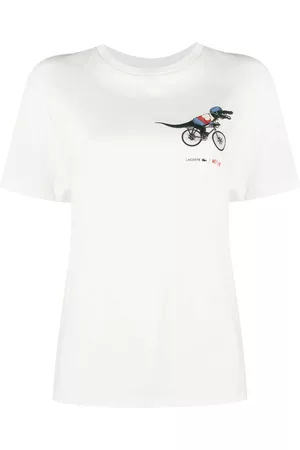 Lacoste Donna T-shirt - T-shirt con stampa coccodrillo x Netflix - Bianco