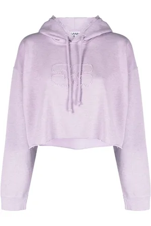 Ganni Felpa crop con cappuccio