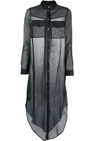 Pinko Donna Vestito con colletto - Chemisier semi trasparente - Nero
