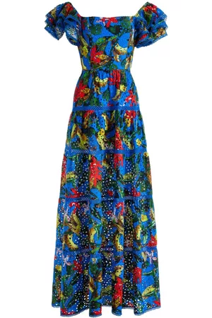 ALICE+OLIVIA Donna Vestiti lunghi - Abito lungo Tawny con scollo quadrato - Blu