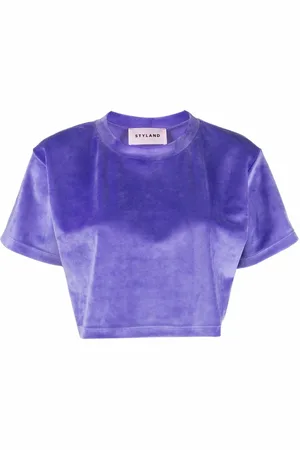Styland T-shirt crop con effetto velluto