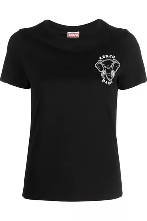 Kenzo Donna T-shirt - T-shirt Varsity Jungle con applicazione elefante - Nero